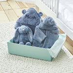 Personalised Wave Blue Splash, Snuggle & Cuddle Gift Set